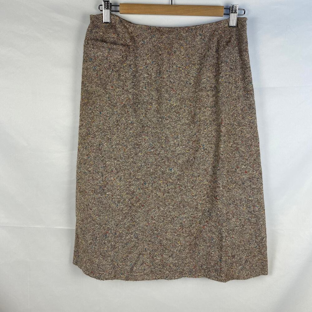 Vintage A-Line Tweed ‎ Midi Length Skirt Academia Preppy Cozy